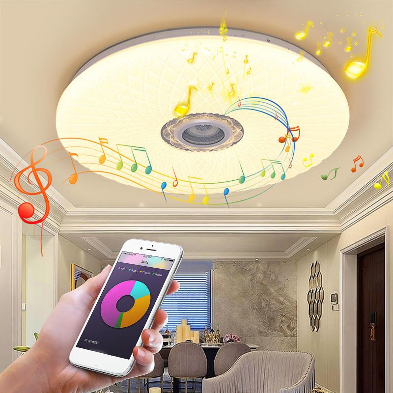 60w Inteligentní Stropní Led Světlo Rgb Bluetooth Hudební Reproduktor Stmívatelná Lampa App Remote