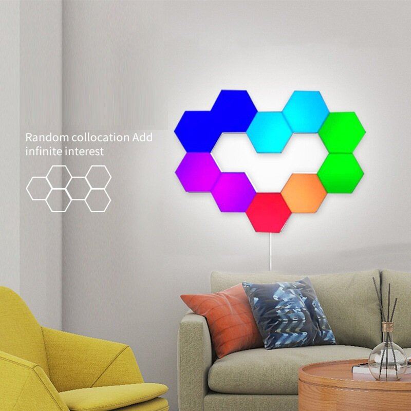 6ks/10ks Rgb Barevné Honeycomb Light Touch Šestihranné Nástěnné Světlo Quantum Ložnice Obývací Pokoj Noční Lampa