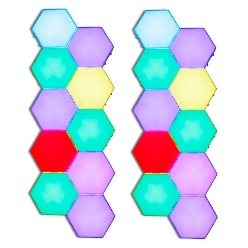 6ks/10ks Rgb Barevné Honeycomb Light Touch Šestihranné Nástěnné Světlo Quantum Ložnice Obývací Pokoj Noční Lampa