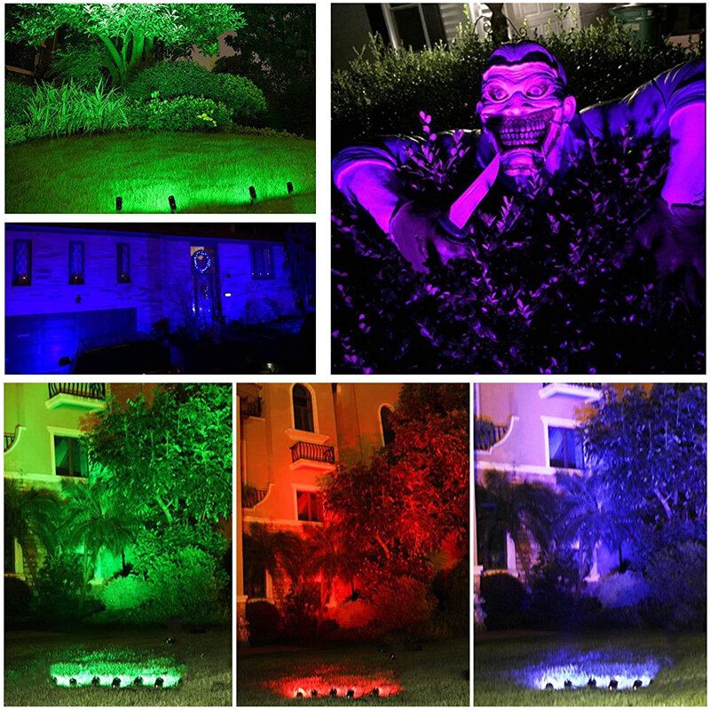 6ks Rgb Led Zahradní Bodová Světla Venkovní Svítidla Landscape Lamp Remote