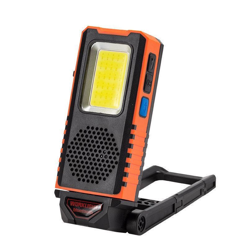 6režimové Pracovní Světlo Cob 3 V 1 + Bluetooth Audio + Power Banka Usb Dobíjecí Multifunkční Skládací Výstražný Reflektor Vodotěsná Led Světla