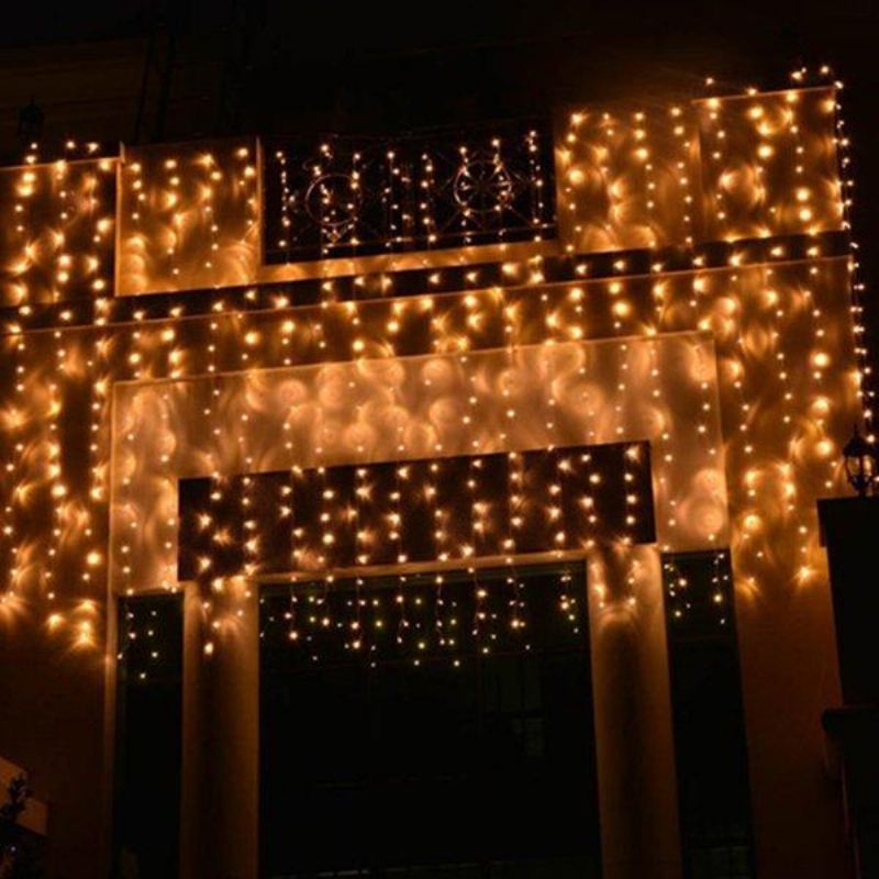 6x3m Venkovní Vánoční Strom Provázek Fairy Wedding Curtain Light Party Lamp 110v