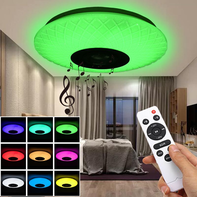 72w Rgb Hudební Barevné Led Stropní Světlo Stmívatelná Lampa Bluetooth + Ovládání App Ac180v~265v