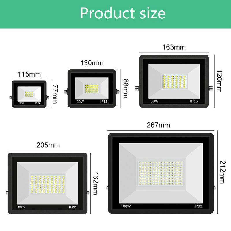 Ac180-240v 10/20/30/50/100w Led Flood Light 6000k Ip66 Vodotěsné Pro Venkovní Zahradu