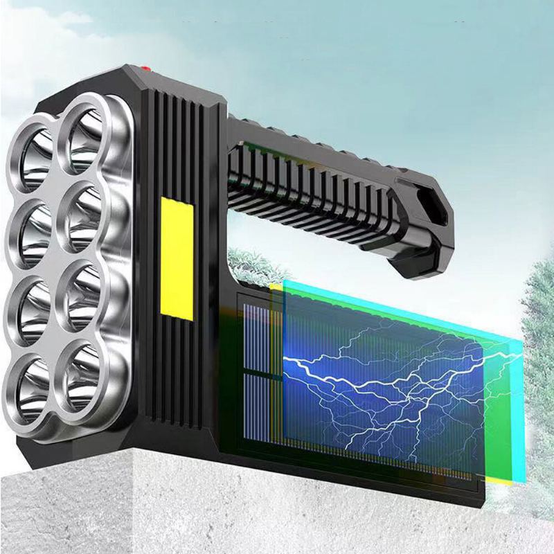 Bikight 8led+cob 4režimy Super Jasná Přenosná Solární Svítilna Usb Dobíjecí Indikátor Napájení Searchlight Vodotěsný Silný Reflektor