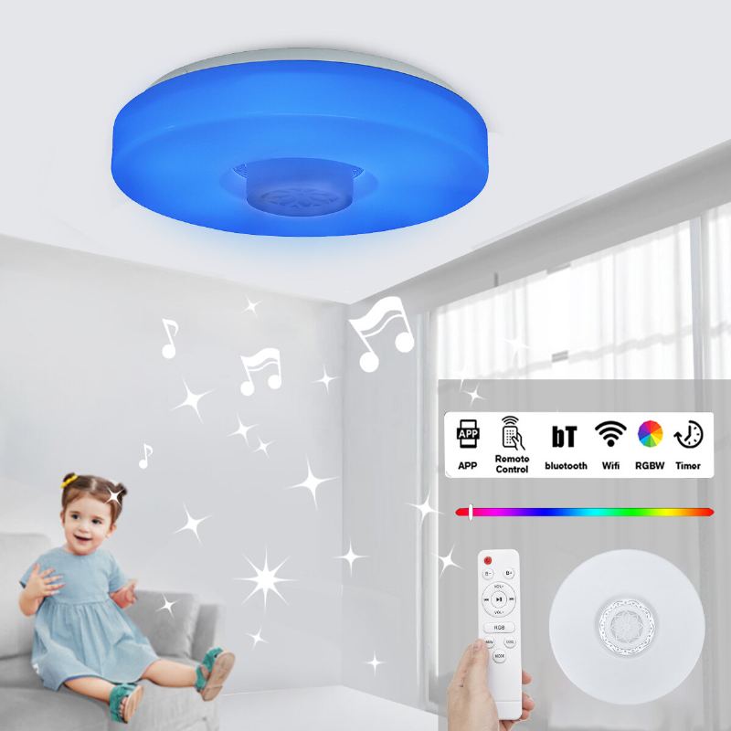 Bluetooth Led Stropní Světlo Rgb 3d Prostorový Zvuk Hudba Stmívatelná Lampa App Remote