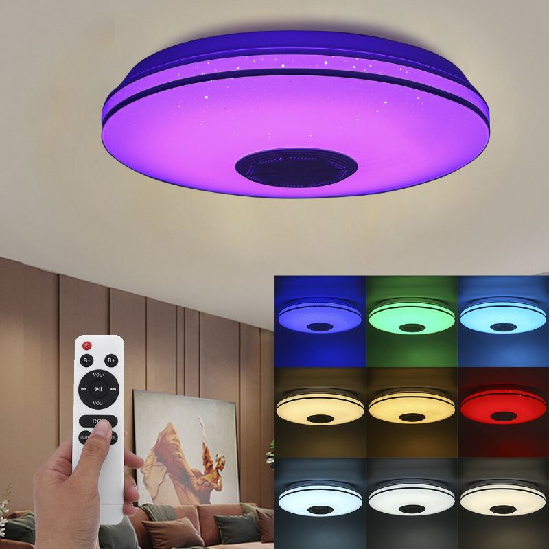 Bluetooth Wifi Led Stropní Světlo Rgb Hudební Reproduktor Stmívatelná Lampa App Remote