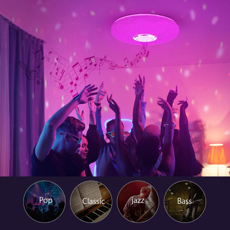 Bw-lt39 Led Smart Bluetooth Reproduktor Stropní Světlo S Hlavním Světlem A Rgb Atmosférickým 2700-6500k Nastavitelná Teplota App Dálkové Ovládání Funkce Časování Hudby Na Párty