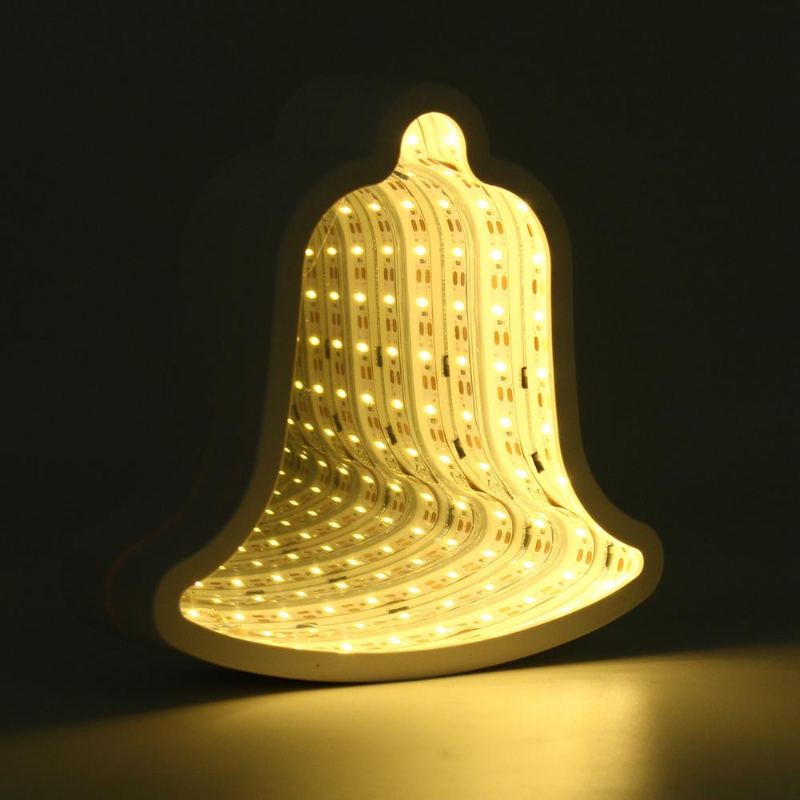 Creative Cute Bell Mirror Lamp Led Tunelové Noční Světlo Pro Děti Dárek Atmosféra Bílá/teplá Bílá