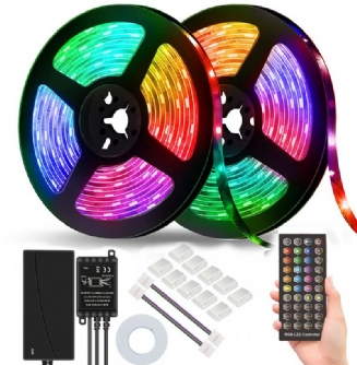 Dc12v 5m/10m 5050 Rgb Funkce Časovače Led Pásek Světlo Vodotěsné S 40klávesovým Dálkovým Ovládáním + Hudebním Ovladačem