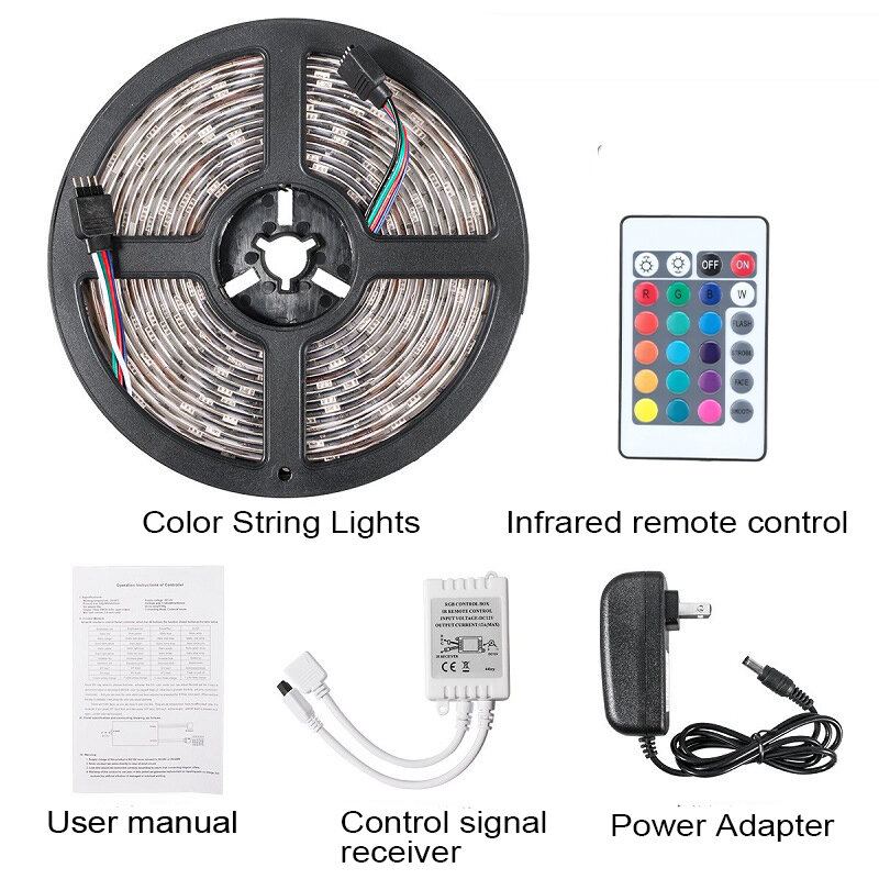 Dc12v 5m 2835 Smd Rgb Nevodotěsné Led Páskové Světlo + 24 Kláves Nebo 44 Ir Dálkové Ovládání + Napájecí Adaptér