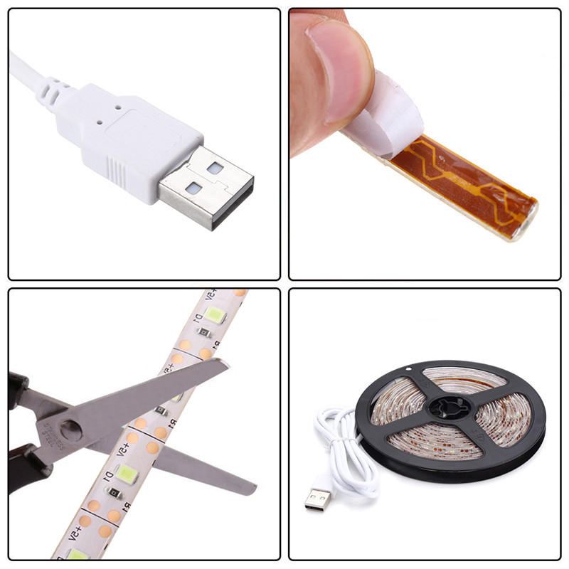 Dc5v 5m Usb 2835 Smd Pure White Teplá Bílá Červená Modrá Vodotěsný Led Pásek Tv Podsvícení