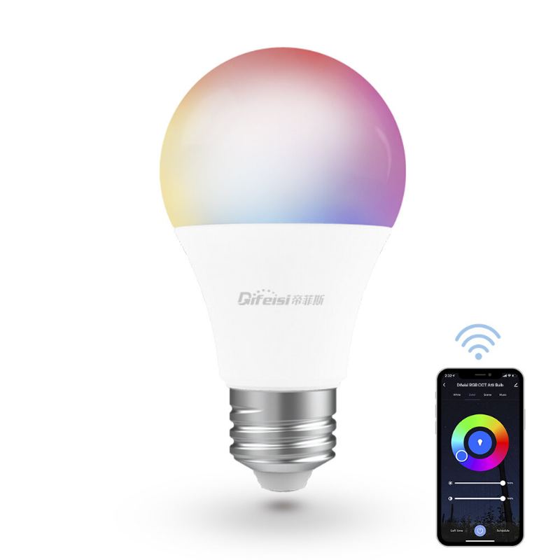 Difeisi Dfs-ac-0001 E26 9w Wifi A19 Rgb+cct Chytrá Žárovka 810lm Ac100-130v Spolupracuje S Alexou A Google Assistant