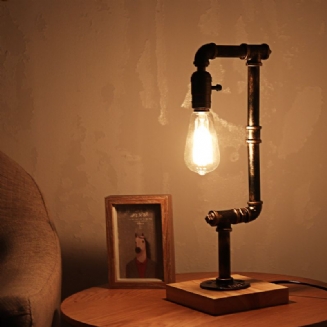 E26 Industrial Retro Železo Dřevěná Stolní Lampa Obývací Pokoj Světlo U Postele Dekor