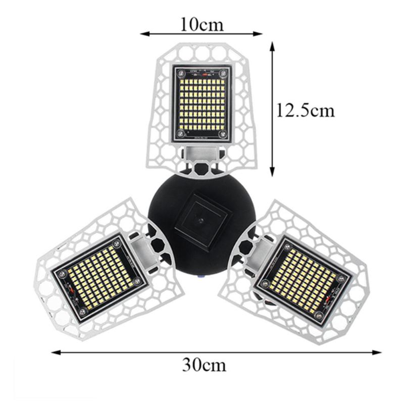 E27 80w Smd2835 Třílistá Led Žárovka Deformovatelná Skládací Indukční Světelný Senzor Garážová Lampa Ac100-277v