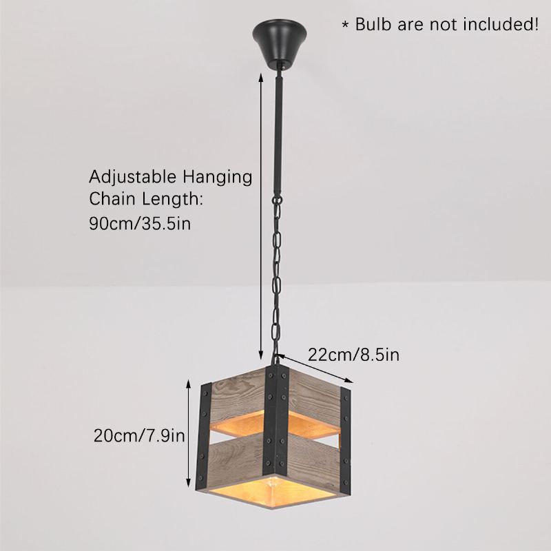 E27 Průmyslové Dřevěné Závěsné Svítidlo Stropní Domácí Dekor Bez Žárovek