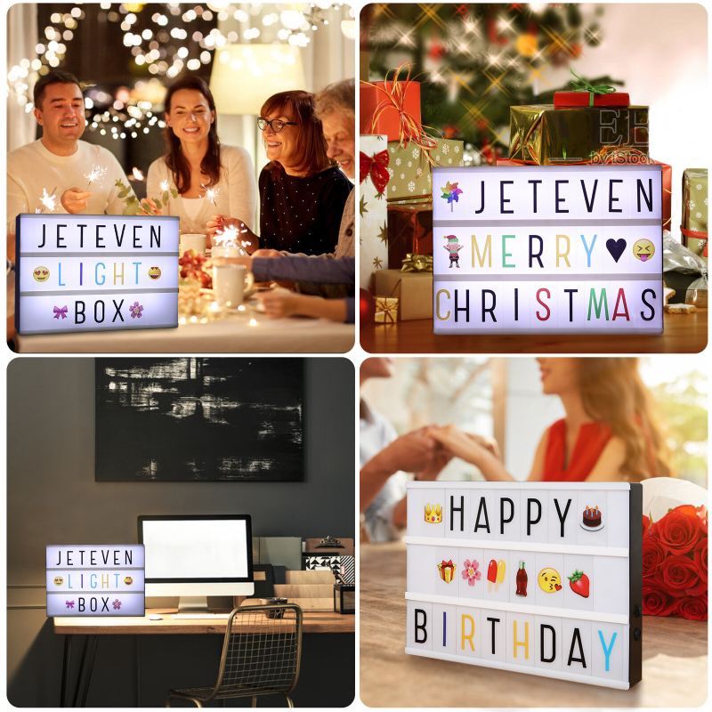 Jeteven A4 Led Kombinovaná Krabička Noční Světlo Diy Písmeno Symbol Kartová Dekorace Vývěska Napájená Usb/baterií