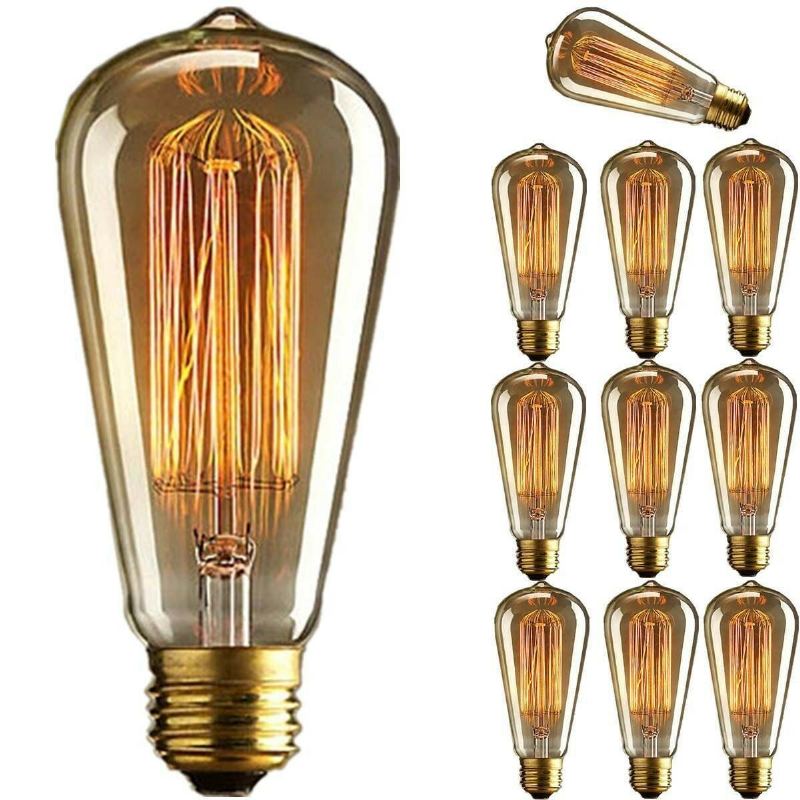 Kingso 2ks 110v 60w Edison Retro Series Tungsten Lamp Rovný Drát