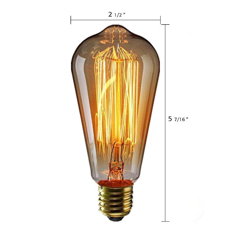 Kingso 2ks 110v 60w Edison Retro Series Tungsten Lamp Rovný Drát