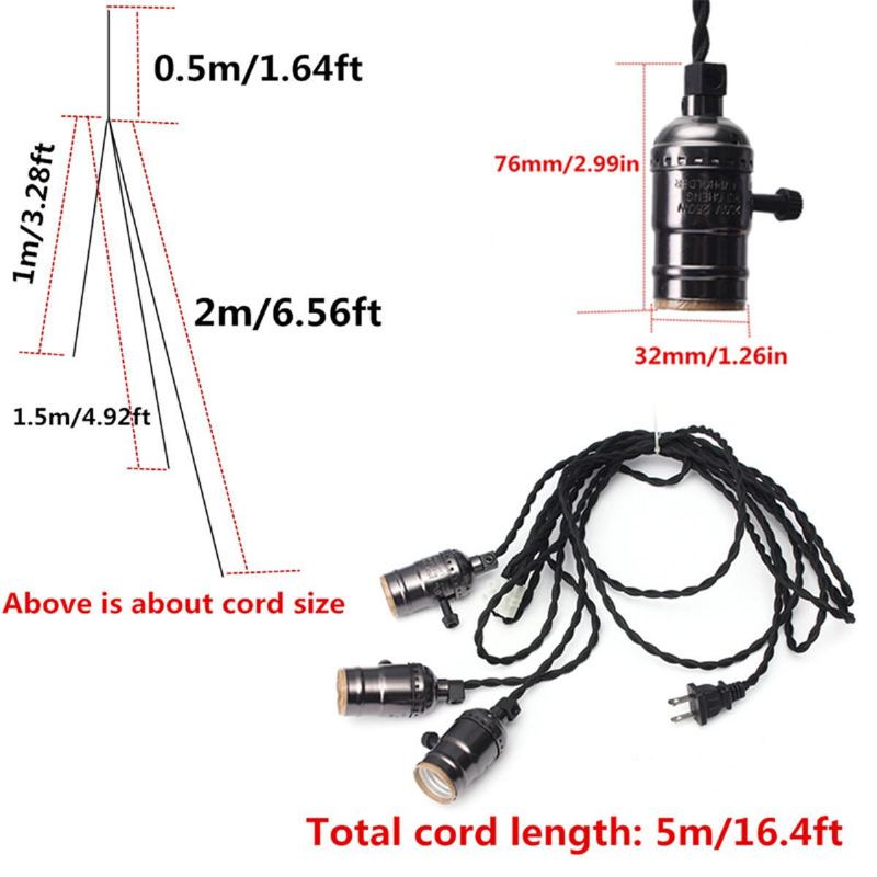 Kingso E27 E26 Edison Zásuvka Vintage Style Závěsné Světlo Stmívač Se Spínačem Lampy Ac 110-220v