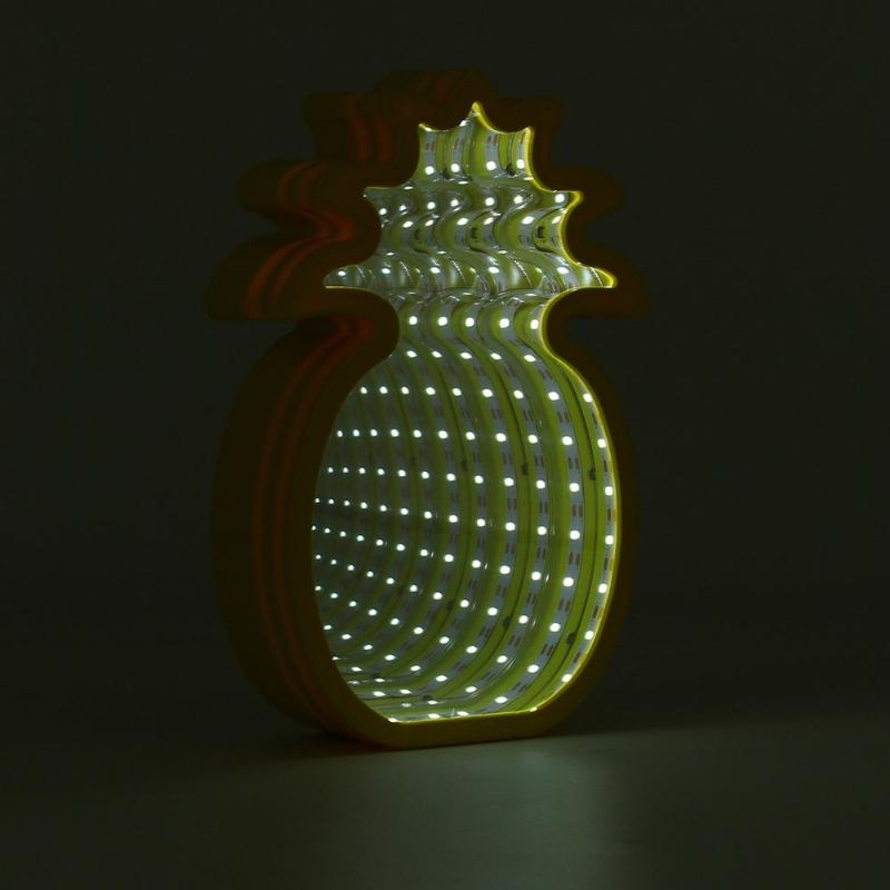 Kreativní Roztomilá Ananasová Zrcadlová Lampa Led Tunelové Noční Světlo Pro Dětskou Atmosféru Bílá/teplá Bílá