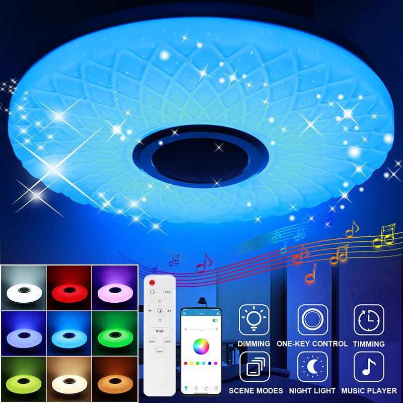 Led Rgb Hudební Stropní Lampa Bluetooth App+dálkové Ovládání Dětský Pokoj Ložnice