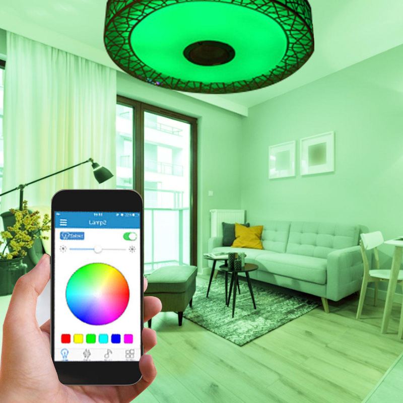 Led Rgb Stropní Světlo Bluetooth Sound Lamp App Dálkové Ovládání 100-240v