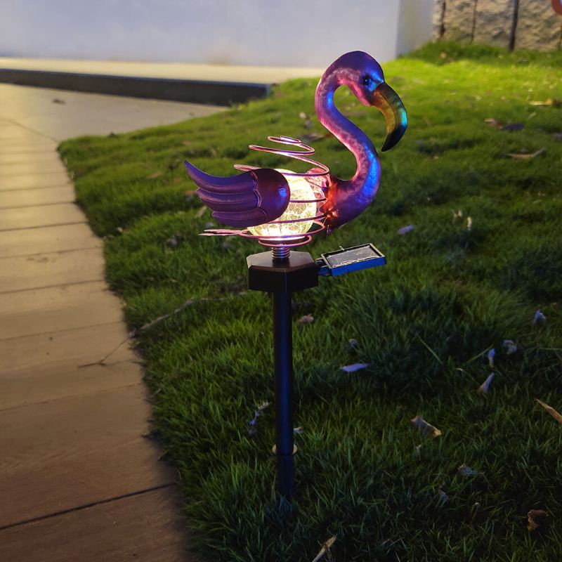 Led Solární Osvětlení Země Trávníkové Světlo Flamingo Bird Jarní Tyčová Lampa Venkovní Dekorace Na Zahradu