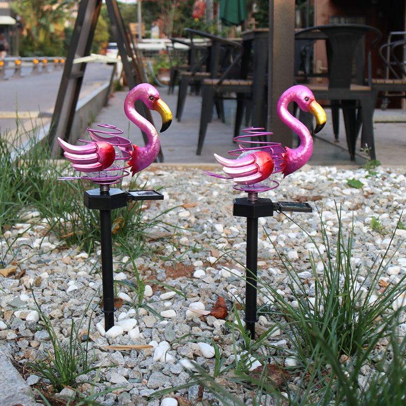 Led Solární Osvětlení Země Trávníkové Světlo Flamingo Bird Jarní Tyčová Lampa Venkovní Dekorace Na Zahradu