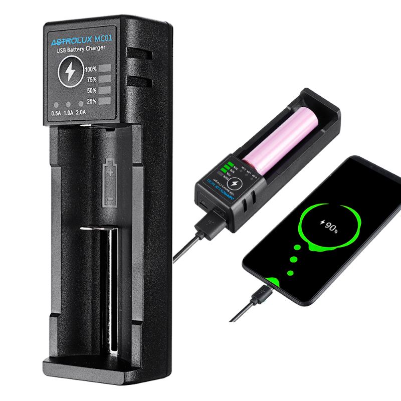 Mc01 2v1 Usb Nabíjecí Mininabíječka Baterií Přenosný Mobilní Telefon Power Bank Volitelná Nabíječka Pro 18650 21700 26650 14500 Li-ion Baterie