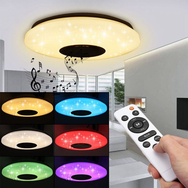 Moderní 60w Rgb Led Stropní Světlo Bluetooth Music Speaker Lamp Dálkové Ovládání App