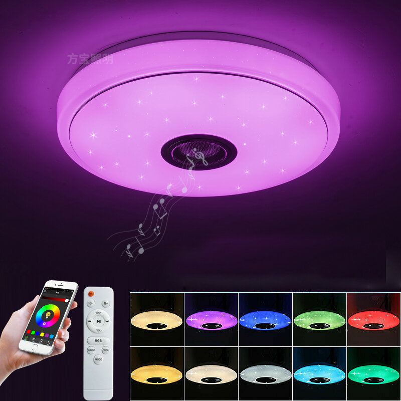 Moderní Hudební Stropní Svítidlo 48w 36led Bluetooth Reproduktor Splachovací Lampa