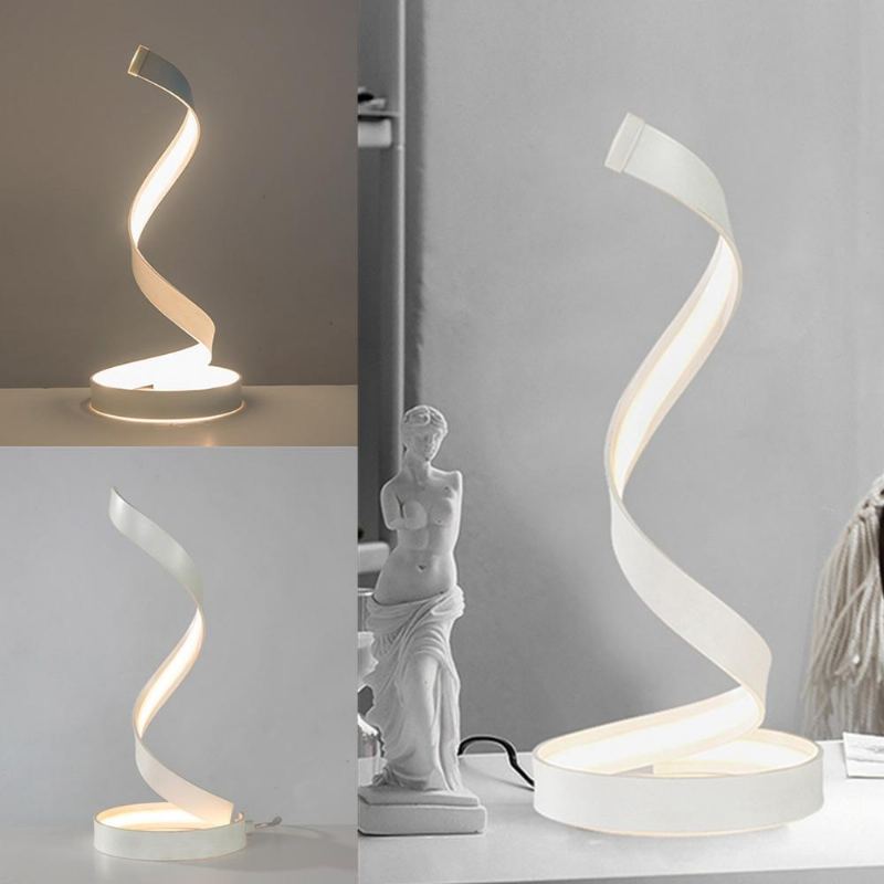 Moderní Led Noční Spirálová Stolní Lampa Kreativní Design Zakřivená Teplá Bílá