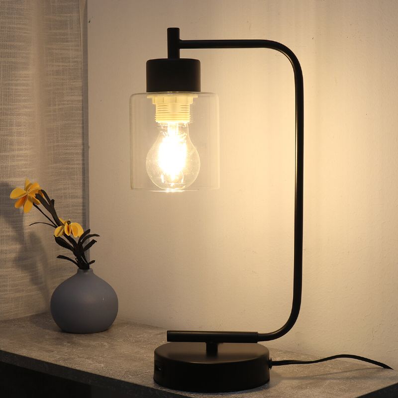 Moderní Stolní Lampa Průmyslový Noční Stolek Žárovka Stínidlo Ložnice Home 220v