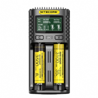 Nitecore Um2 Lcd Displej 5v/2a Nabíječka Lithiových Baterií Usb Qc Chytrá Rychlonabíječka Pro Aa Aaa 18650 21700 26650