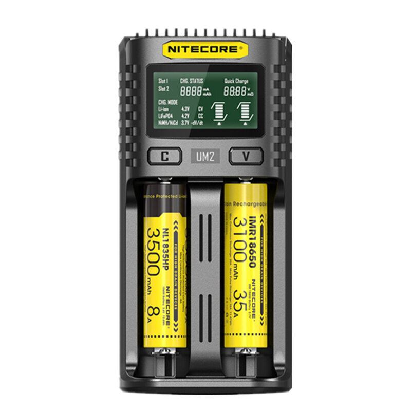 Nitecore Um2/um4 Lcd Displej 5v/2a Lithiová Nabíječka Baterií Usb Qc Chytrá Rychlonabíječka Pro Aa Aaa 18650 21700 26650