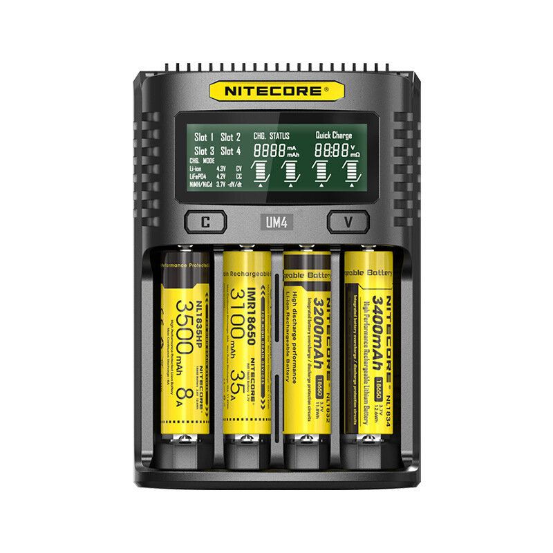 Nitecore Um2/um4 Lcd Displej 5v/2a Lithiová Nabíječka Baterií Usb Qc Chytrá Rychlonabíječka Pro Aa Aaa 18650 21700 26650