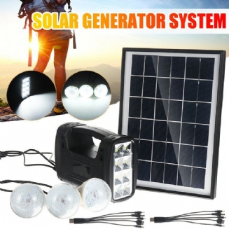 Přenosná Domácí Sada Generátoru Solárních Panelů S 3ks 3w Led Žárovkou Usb Nabíječka Campingová Lampa