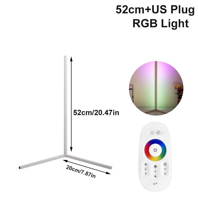 Rohová Stojací Lampa 52cm Led Rgb Měnící Barvu S Vícebarevným Dálkovým Ovládáním