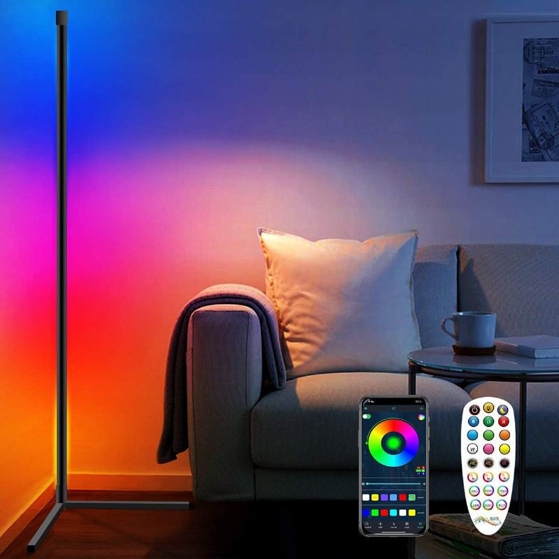 Rohová Stojací Lampa Rgb Měnící Barvu Stmívatelné Led Bluetooth Ambient Light