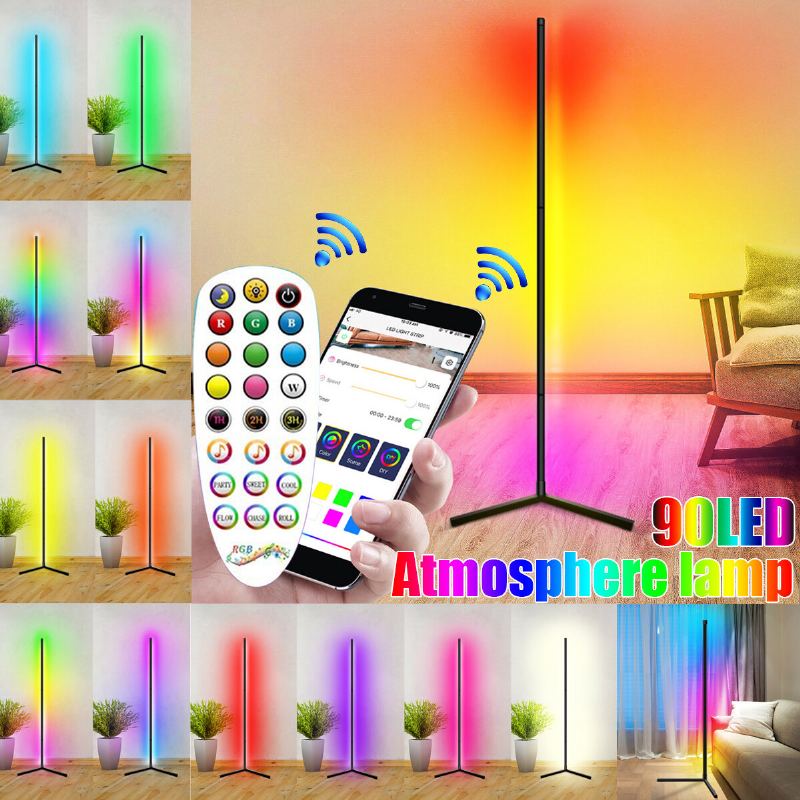 Rohová Stojací Lampa Rgb Měnící Barvu Stmívatelné Led Bluetooth Ambient Light