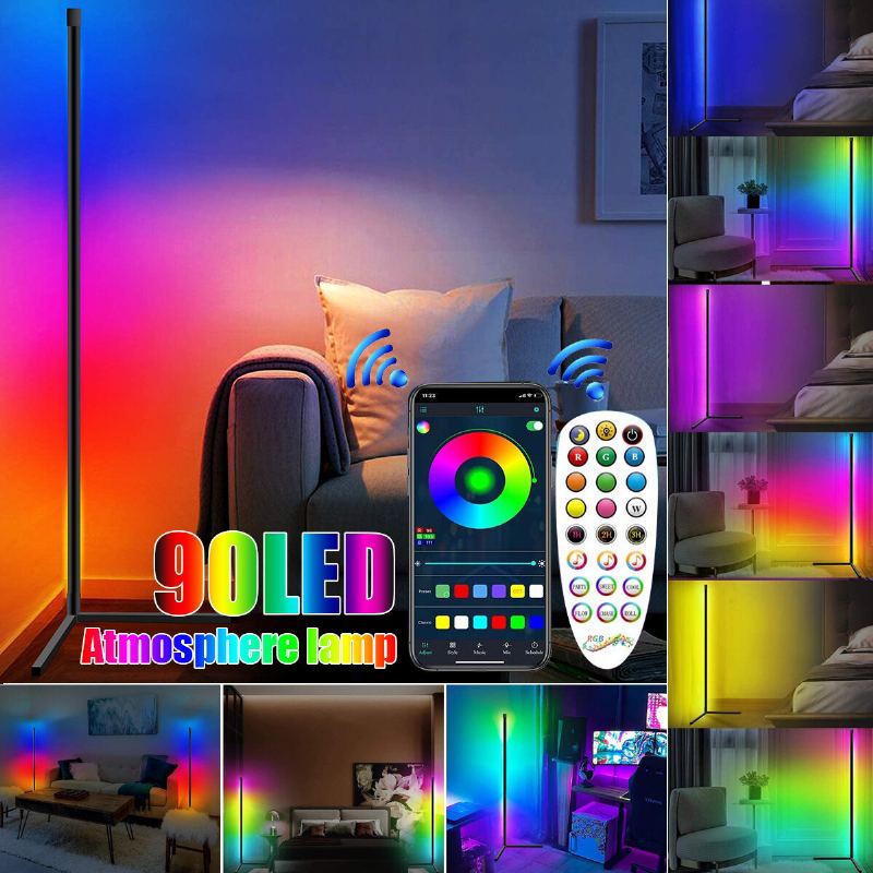 Rohová Stojací Lampa Rgb Měnící Barvu Stmívatelné Led Bluetooth Ambient Light