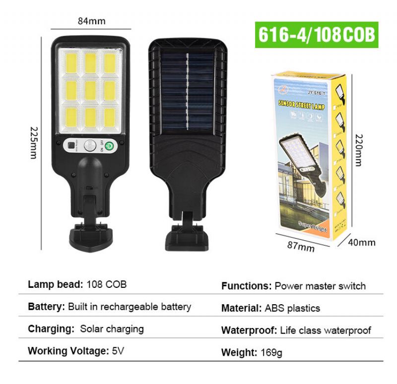 Solární Pouliční Osvětlení Venkovní Lampa Se 3 Režimy Vodotěsné Bezpečnostní S Pohybovým Senzorem Pro Zahradní Terasu.