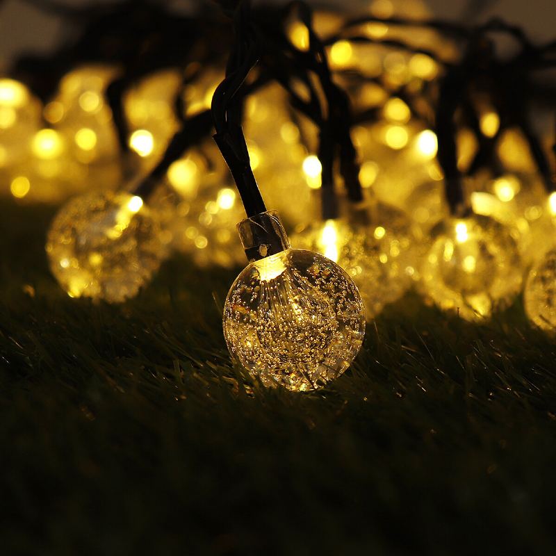 Solární Napájení 12m 100 Led Crystal Ball String Pohádkové Světlo Pro Zahradu Vánoční Stromeček Dekorace Světla Venkovní