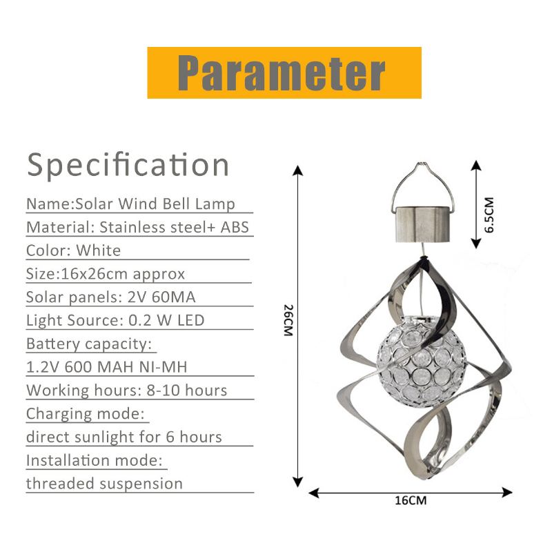 Solární Větrné Zvonkohry Světlo Se 7 Barvami Měnícími Led Zahradní Závěsná Otočná Lampa