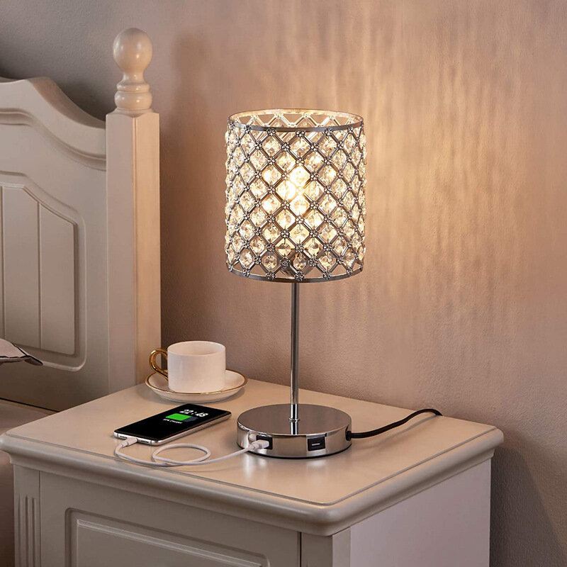 Usb Dobíjecí Křišťálová Stolní Lampa S Dotykovým Stmíváním Nočních Světel Noční Světlo Do Ložnice Se Světelným Zdrojem