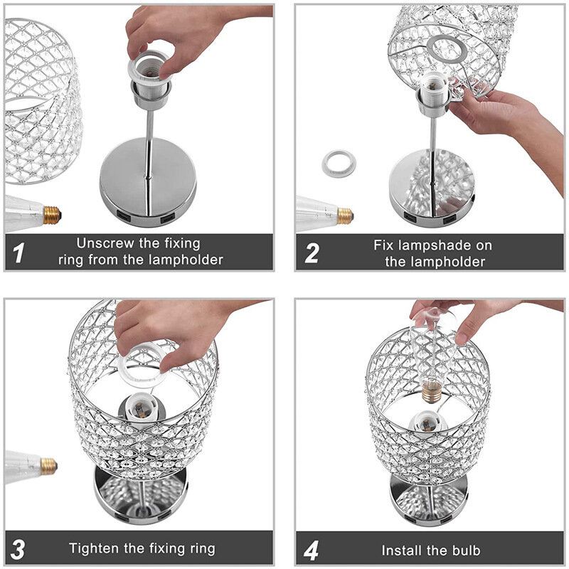 Usb Dobíjecí Křišťálová Stolní Lampa S Dotykovým Stmíváním Nočních Světel Noční Světlo Do Ložnice Se Světelným Zdrojem