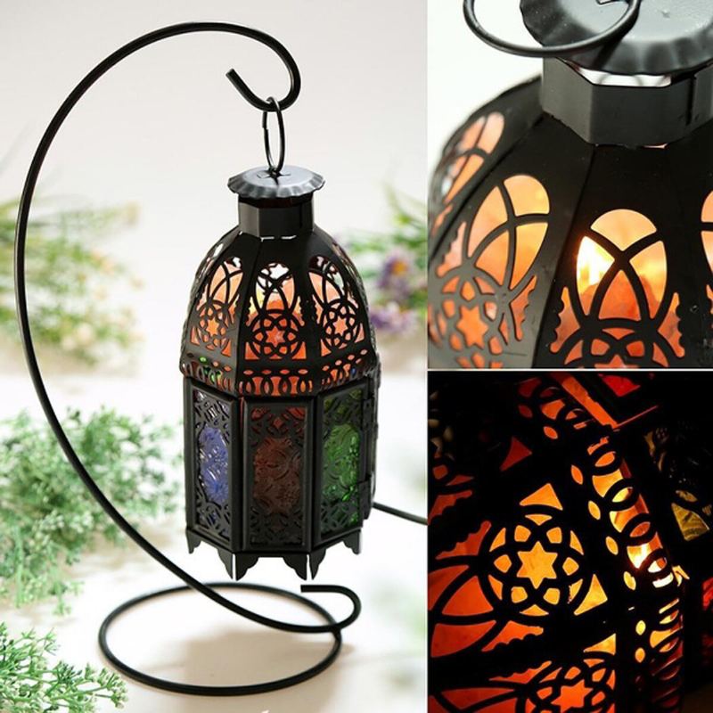 Vintage Iron Frame Natural Crystal Salt Rock Lamp Čistička Vzduchu Stolní Noční Světlo