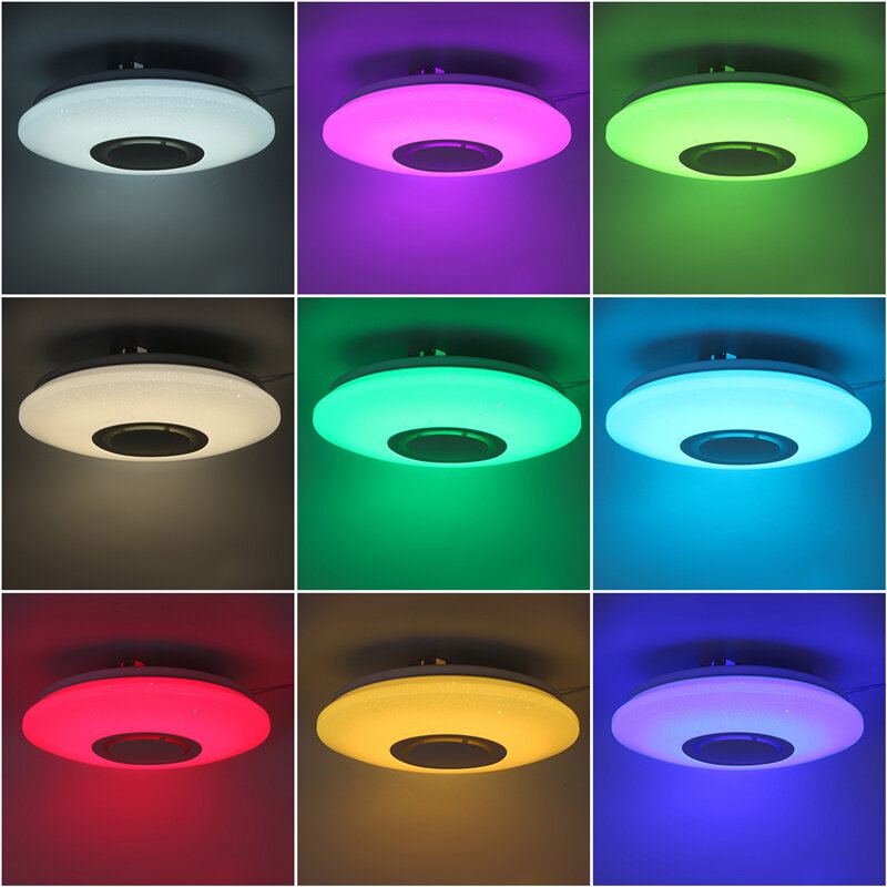 Wifi Led Stropní Lampa S Bluetooth Reproduktorem Led Změna Barvy S Dálkovým Ovládáním Rgb Hudební Stmívatelná S App Control 3000-6500k Pro Alexa Google Home