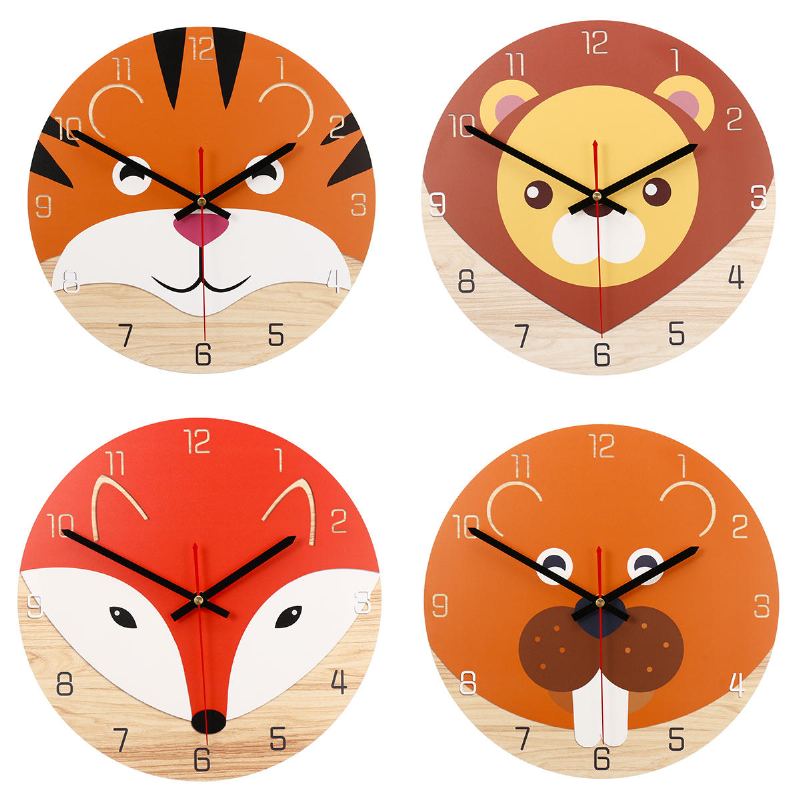 28cm Animal Mute Kulaté Nástěnné Hodiny Modern Home Living Room Kitchen Watch Decor